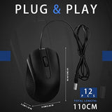 12 Pcs Wired Computer Mouse Bulk Cord Usb Computer Mice Ergonomic Wired Mouse For Pcs, Computers, Laptops, Gaming Office Home Supplies(Black)