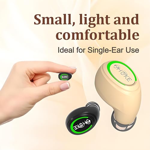 Single Wireless Bluetooth Earbud With Mic, Lightweight In-Ear Headset For Android, Ios & Laptop, Ideal For Office, Driving, Students, Supermarket & Restaurant Staff (Beige)