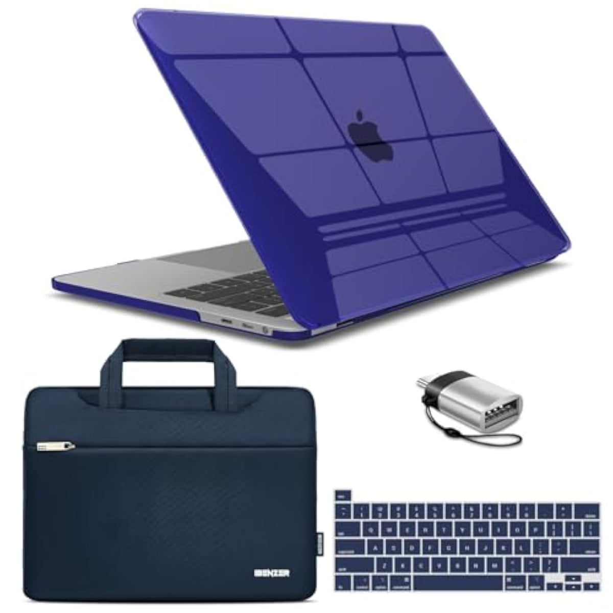 IBENZER Compatible with 2025 2024 M2 MacBook Pro 13 Inch Case 2025-2016 M1 A2338 A2289 A2251 A2159 A1989 A1706 A1708, Hard Shell Case & Sleeve & Keyboard Cover & Type C, Crystal Blue,T13CYNV+3