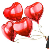 [4 Pcs] 32" Big Red Heart Foil Balloons, Big Giant Jumbo Heart Shaped Mylar Aluminium Decoration For Girl Valentine'S Day Surprise Birthday Wedding