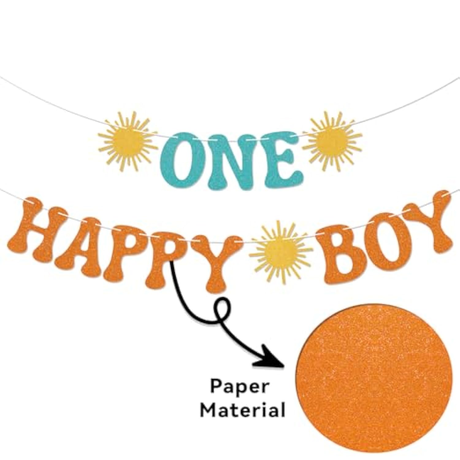 One Happy Boy Banner - Boy'S 1St Birthday Decor, First Trip Around The Sun Decor, Sunshine First Birthday Party Decorations For Boy