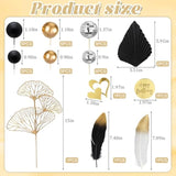 34Pcs Black Gold Cake Decorations Black Gold Balls Cake Toppers For Wedding Baby Shower Birthday Party Supplies