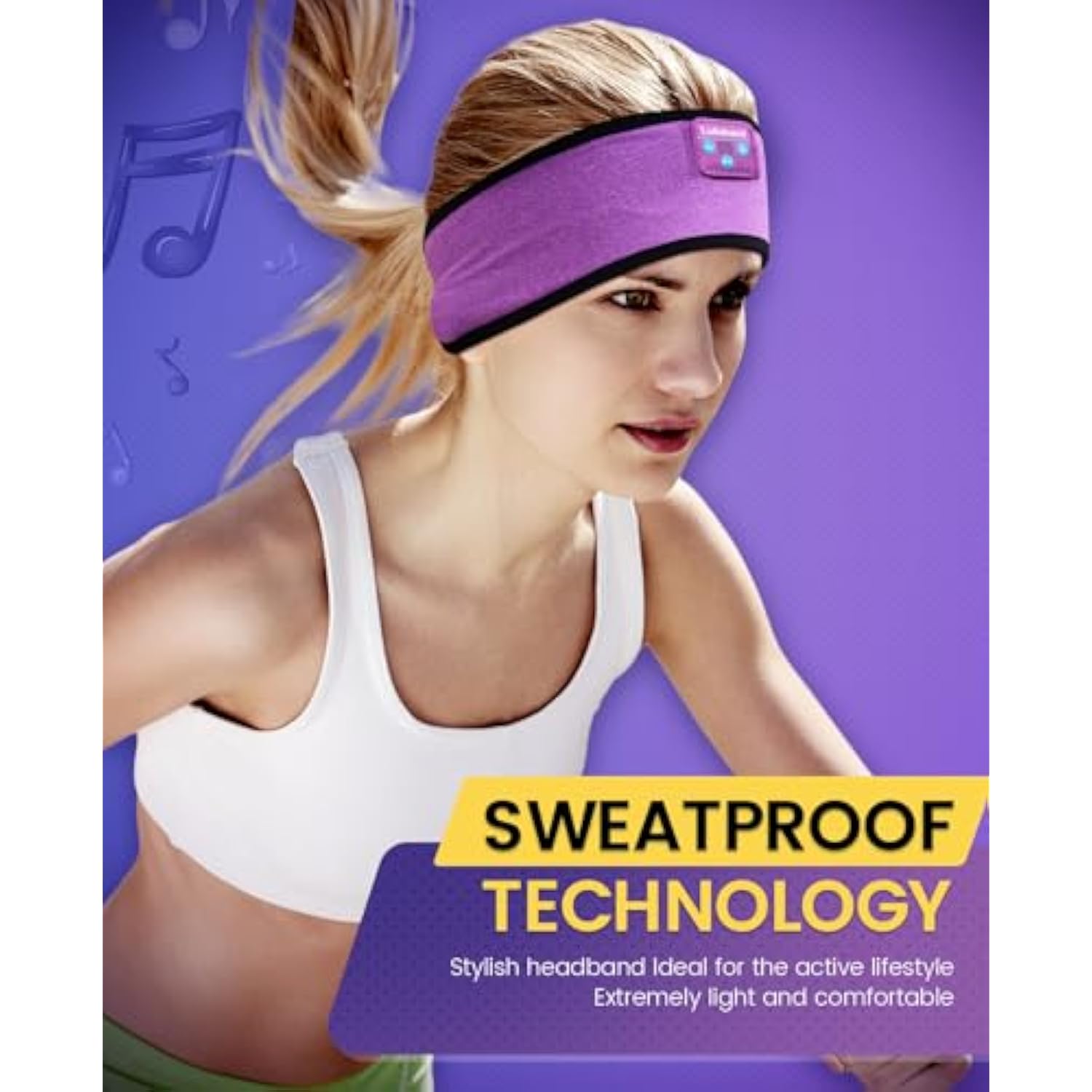 Sleep Headphones, Wireless Bluetooth Sports Headband Headphones With Built In