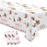 Cowgirl Party Decorations Tablecloth - Horse Saddle Up Western Party Supplies Tablecover, Disposable Wild West Cowgirl Birthday Baby Shower Decorations Table Cloth - 3 Pack (54In X 108In)