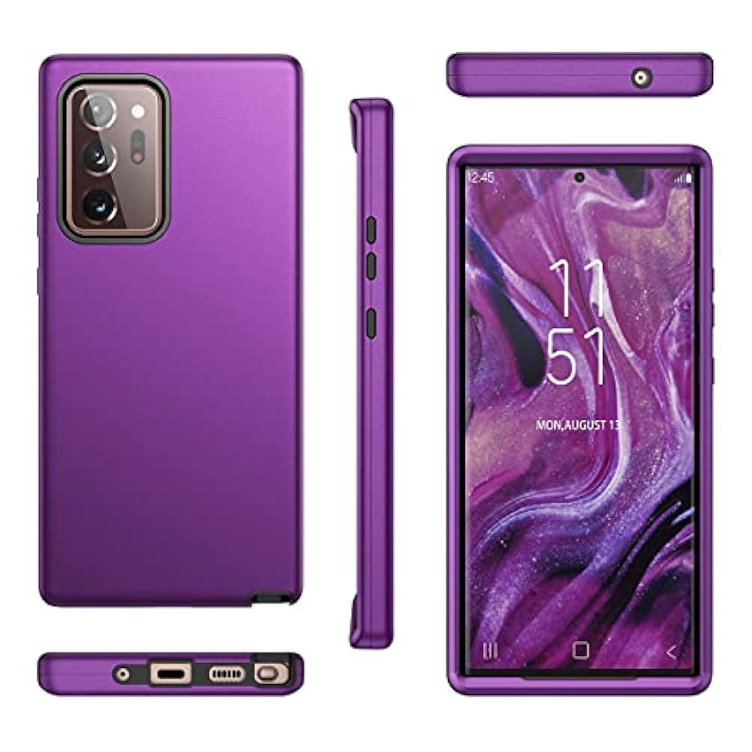 For Galaxy Note 20 Ultra Case, Cover 3 In 1 Full Body Heavy Duty Protection Hybrid Shockproof Tpu Bumper Protective Case For Samsung Galaxy Note 20 Ultra 6.9Inch Purple