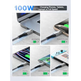 Usbc To Usbc 100W [10Ft/2 Pack] Usb C To Usb C Fast Charging Cable Braided C To C Charger Cord 5A For Macbook Pro/Air, Iphone 15 Pro Max Plus,Ipad Pro,Samsung Galaxy S24 Ultra S23,Pixel,Ps5,Switch