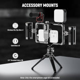 Neewer Universal Phone Cage Video Rig With Bluetooth Shutter Side Handle Comfort Grips, Smartphone Stabilizer For Video Recording Compatible With Iphone 15 Pro Max 15 Pro Galaxy S24 Ultra, Pa009E