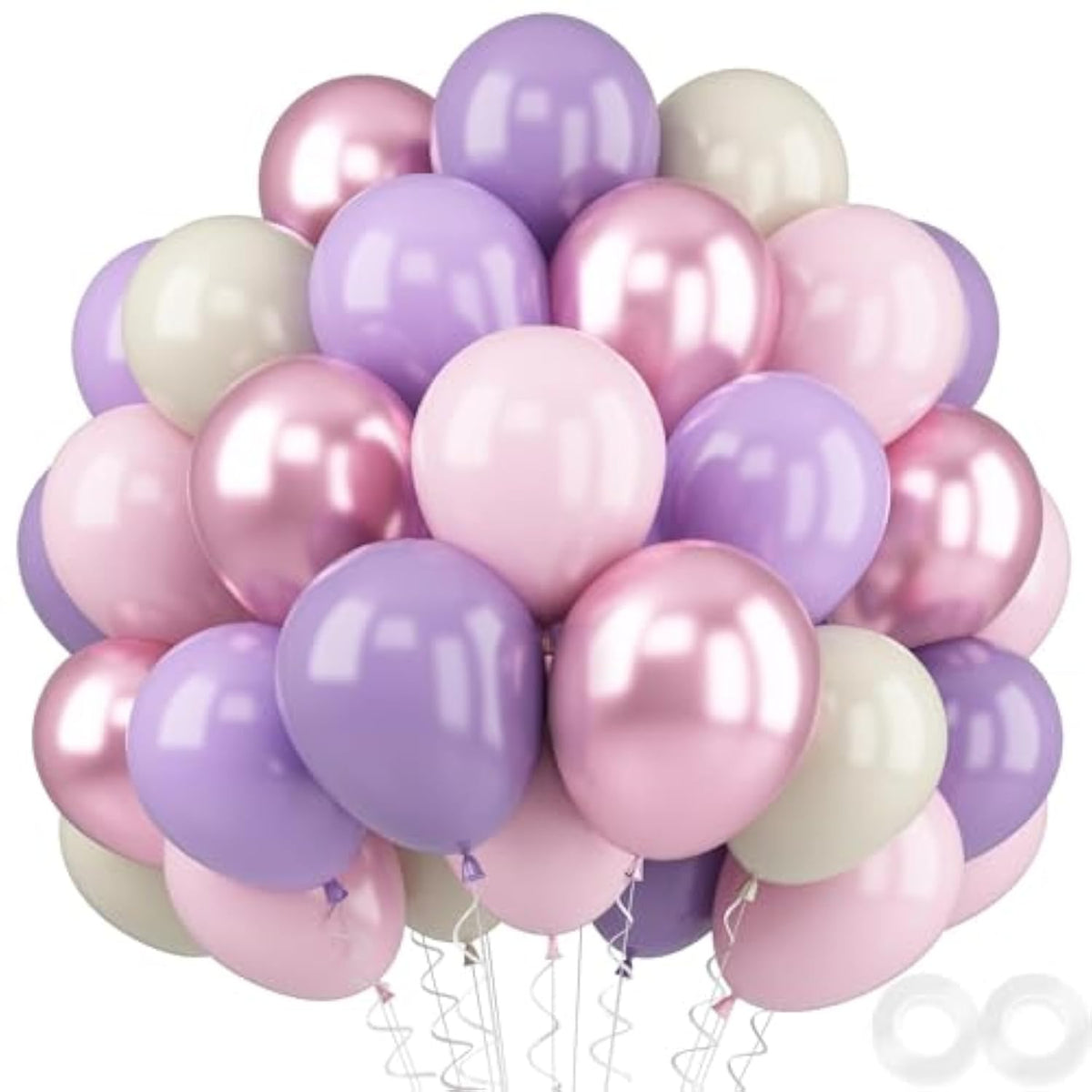 52pcs Pink & Purple Metallic Chrome Balloons for Girls' Birthday, Baby Shower  Wedding Decor