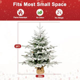Prelit Flocked Christmas Tree, Artificial Small Christmas Tree With Led Lights, Frosted Led Xmas Tree With Snow (3Ft-Lights)