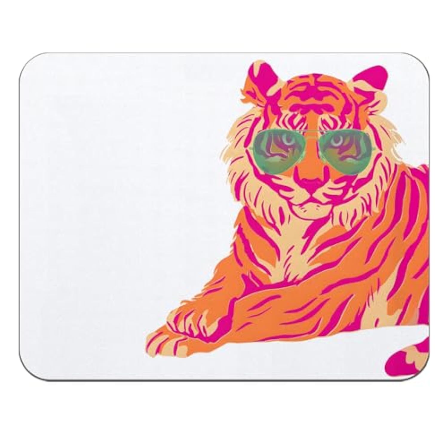 Hot Pink Mouse Pad, Trendy Preppy Pink And Orange Tiger Square Mouse Pads For Desk, Tiger Gifts, Preppy Desk Accessories, Aesthetic Mouse Pad, Hot Pink Office Supplies, 9.5X7.9 Inch