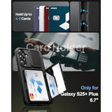Samsung Galaxy S25+ Plus Rugged Protective Case with Card Holder, Built-in Stand & 2 Pack Screen Protector & Camera Cover, 6.7" 2025, Black