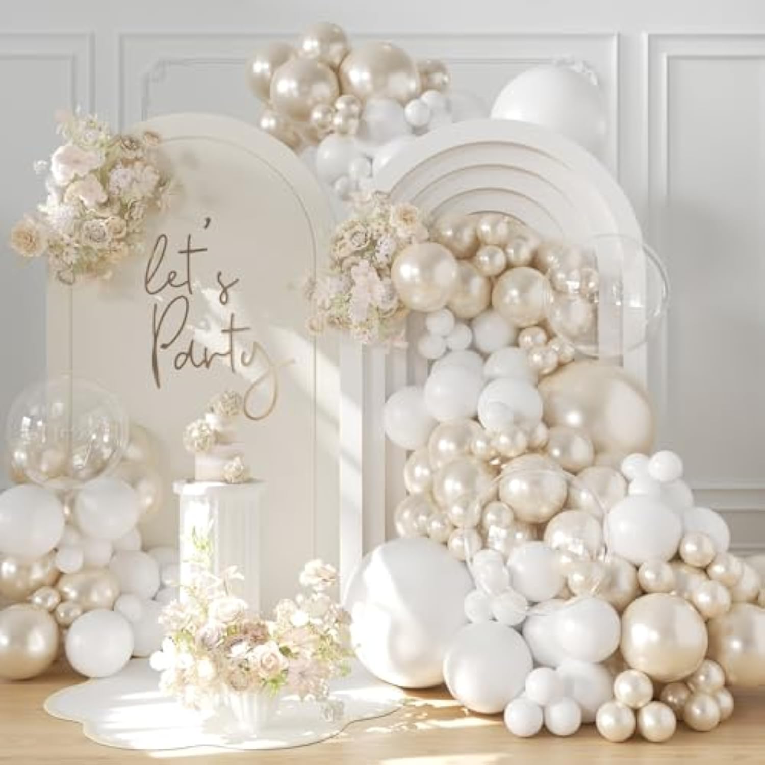 Pearl White Balloon Arch Kit 101pcs for Weddings, Showers, Birthdays & Party Décor