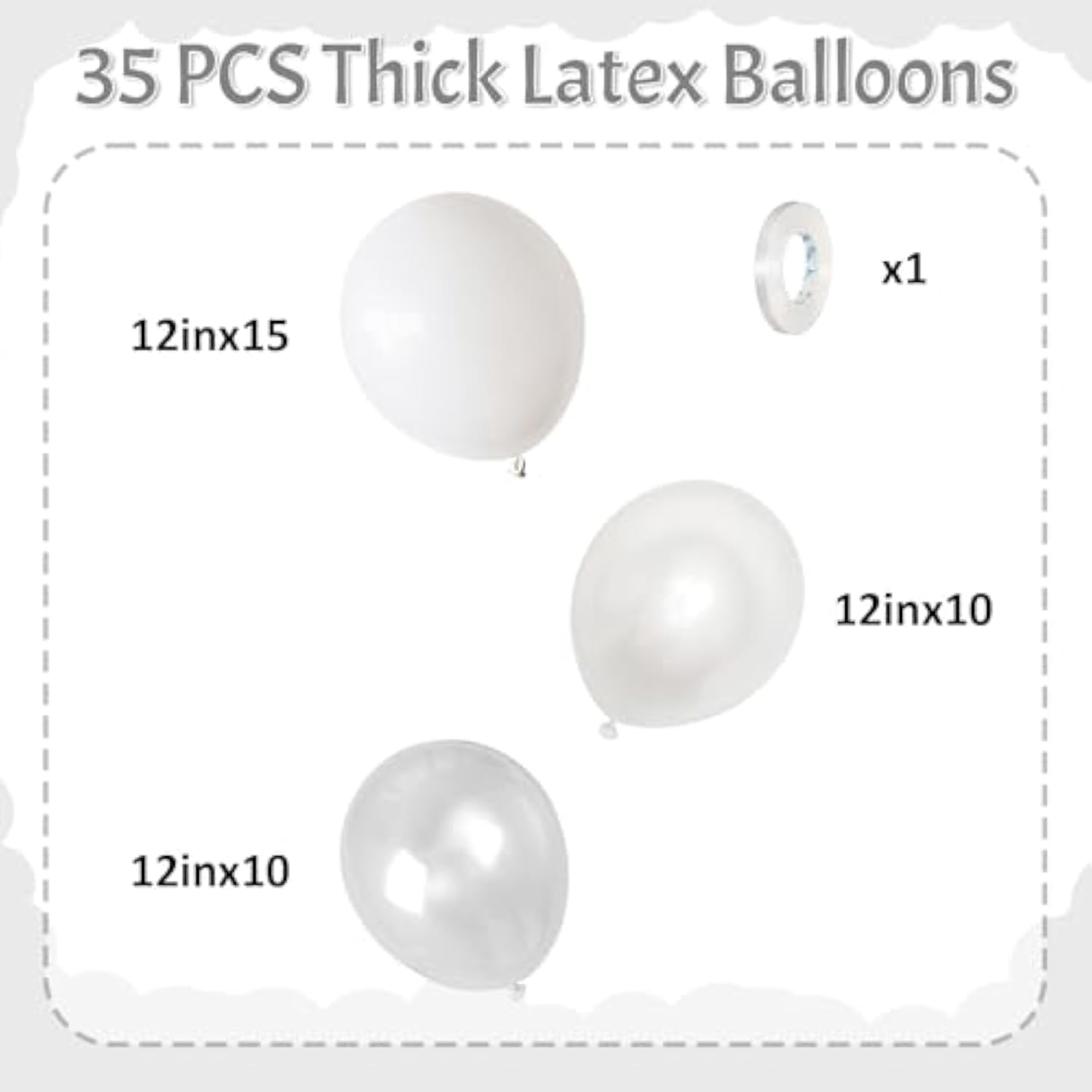 Pearl White Balloon Set: 12" Latex Party Decorations (35pcs)