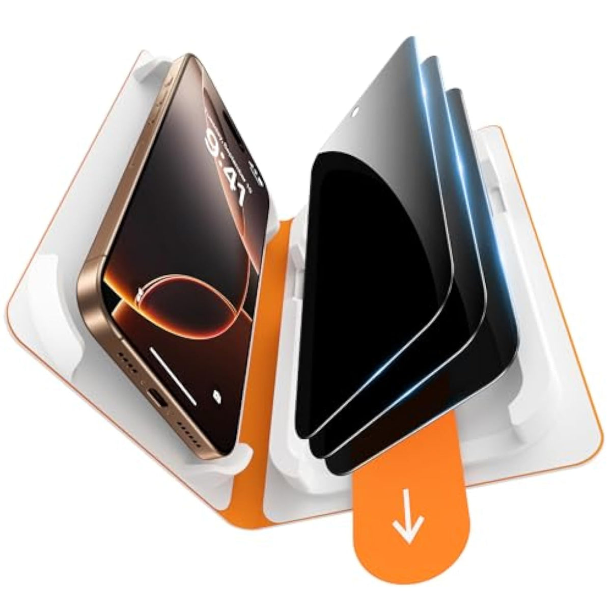 3-Pack Privacy Screen Protector For Iphone 16 Pro Max 6.9 Inch,Military-Grade Shatterproof Anti-Spy Hd Tempered Glass With Installation Tray,Dust And Bubble Free ,9H Hardness,Anti - Fingerprint