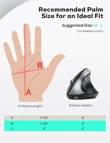 Md280 Ergonomic Vertical Wireless Mouse - Bluetooth & 2.4G Dual Mode, 4 Adjustable Dpi 800/1200/1600/2400, Rechargeable, Silent Clicks, No Lag, 6 Buttons - Perfect For Laptop, Desktop Black