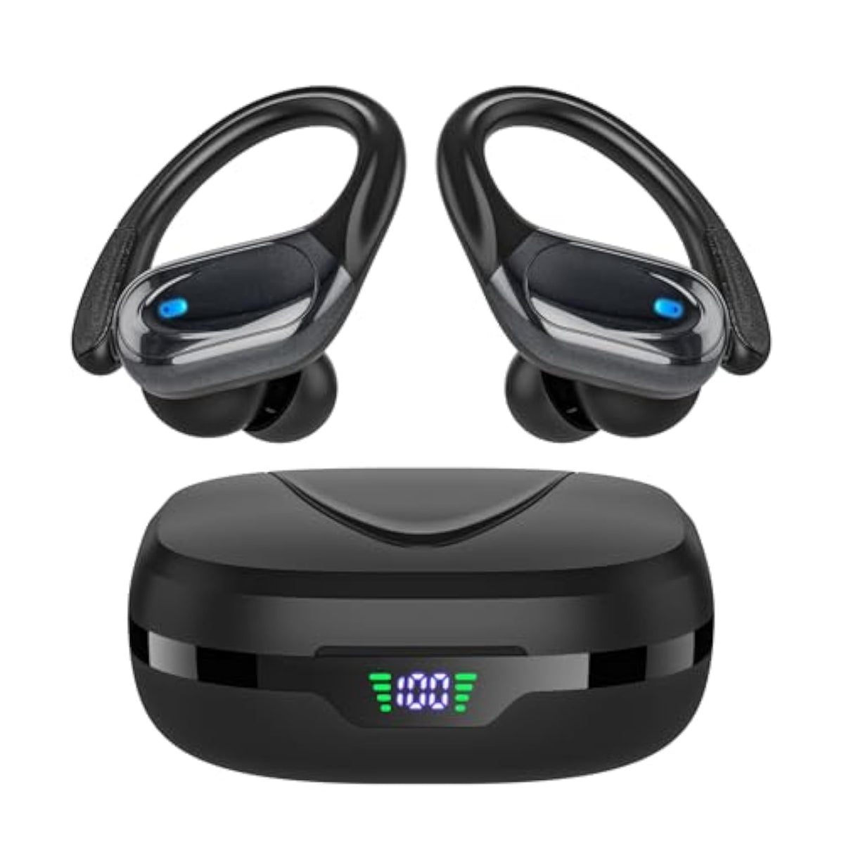 Wireless Earbuds Bluetooth Headphones 80Hrs Playback Ear Buds Power Display With Noise Canceling Mic Headsets For Sports/Workout/Running Black