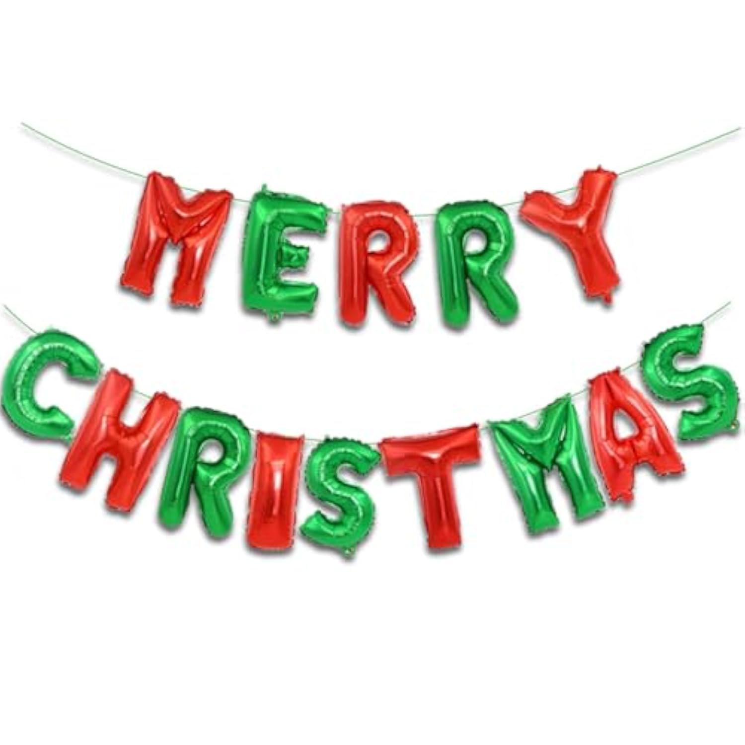 Merry Christmas Balloon Banner Red And Green Letters Merry Christma Balloons For Christmas Foil Balloons Party Decorations