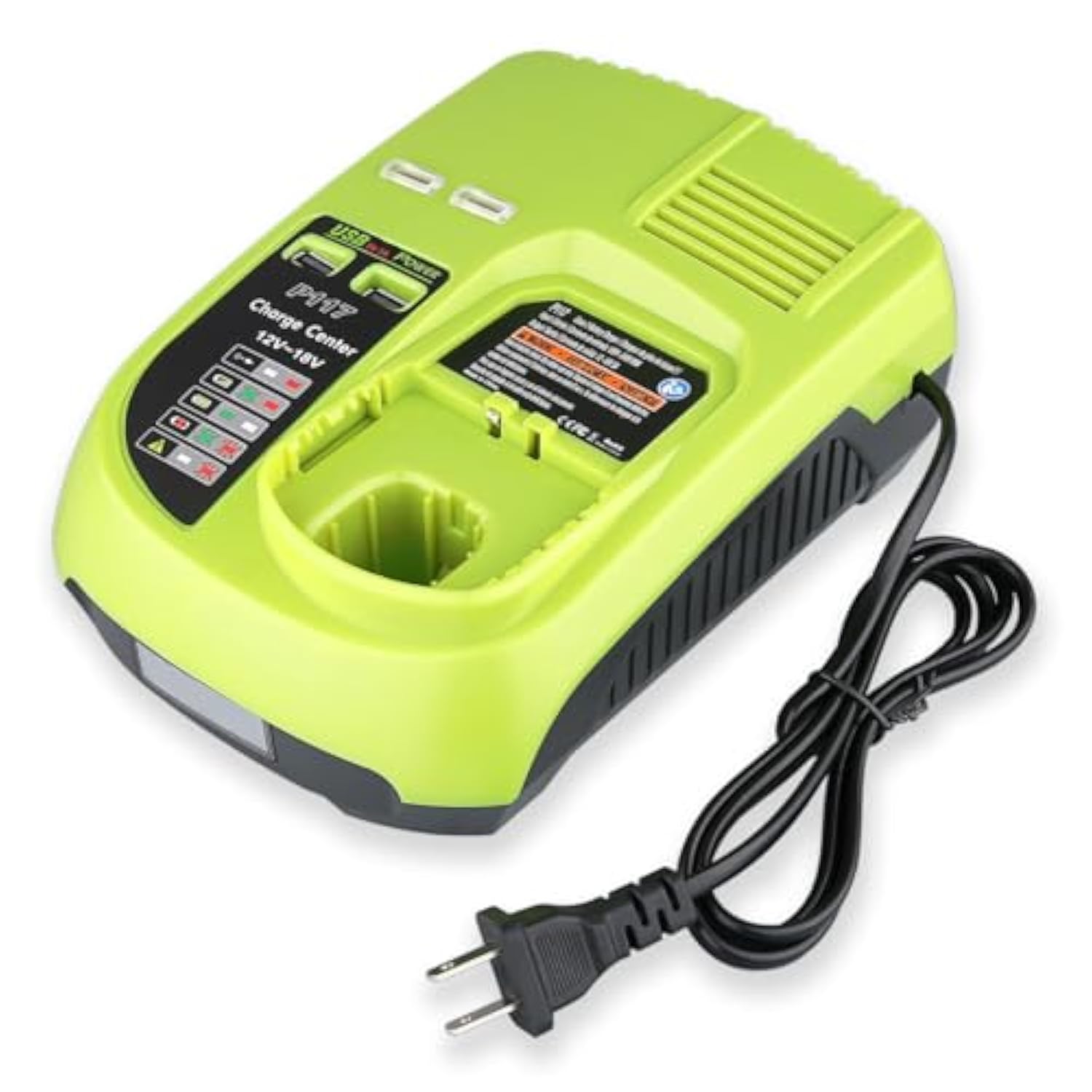 P117 Replacment For Ryobi Charger 12V-18V Compatible With Ryobi 18V Battery Charger Li-Ion&Ni-Cad&Ni-Mh Battery P102 P108 P189 P197 P103 P105 P107 P190 P191 Pbp002 Pbp005(Dual Usb Intelliport)