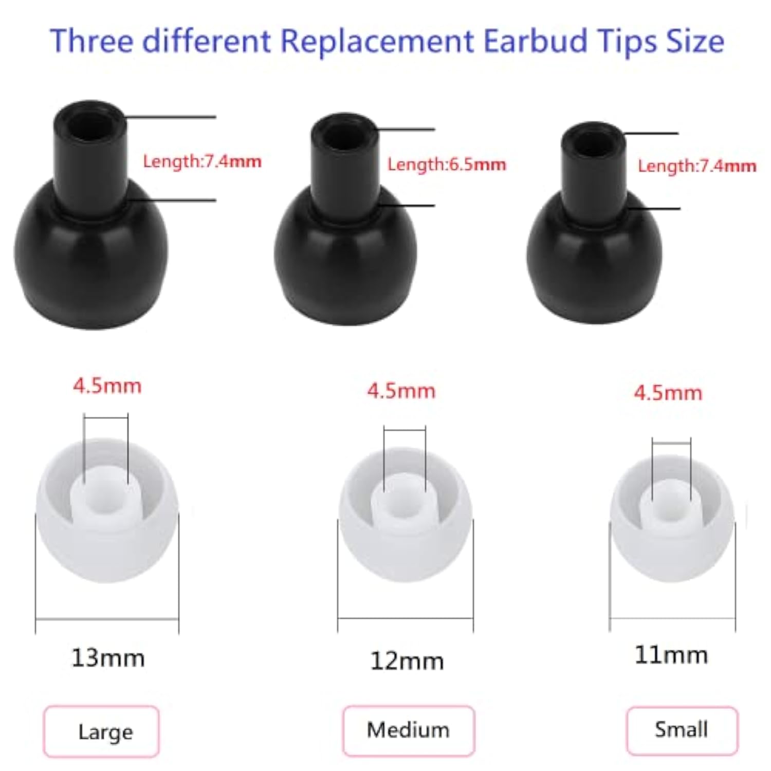 36 Pieces Large Earbud Tips Soft And Comfortable Ear Bud Replacement Pieces Silicone Fit Most In-Ear Headphones?Inner Hole 3.8Mm -5.5Mm?Large Clear White Replacement Earbuds Silicone Tips