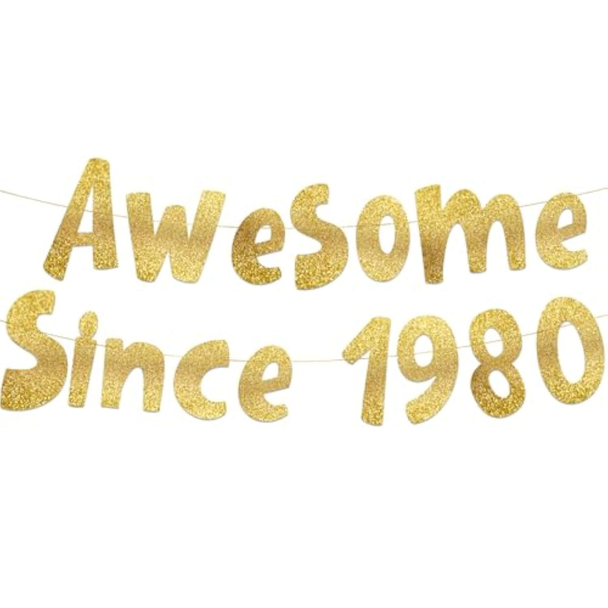 Awesome Since 1980 Gold Glitter Banner - 45Th Birthday And Anniversary Party Decorations
