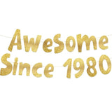 Awesome Since 1980 Gold Glitter Banner - 45Th Birthday And Anniversary Party Decorations