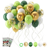 Green And Gold Balloons, 60 Pcs 12 Inches Dark Light Green Balloons Metallic Chrome Gold Confetti Balloon White Latex Ballons For Birthday Jungle Safari Theme Decorations