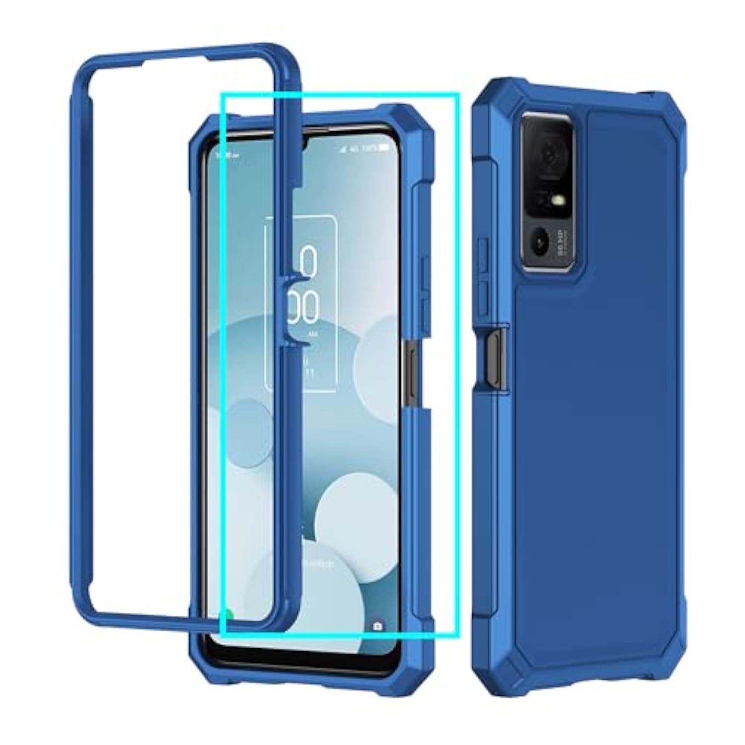 For Tcl 505 Case/Tcl 40Xl Case/Tcl 40T Case/Jitterbug Smart 4 Case With Screen Protector,Frosted Pc Back Soft Silicone Military Grade Protection Phone Case For Tcl 40 Xl/Tcl 40 T/Smart4/Tcl 505 Blue