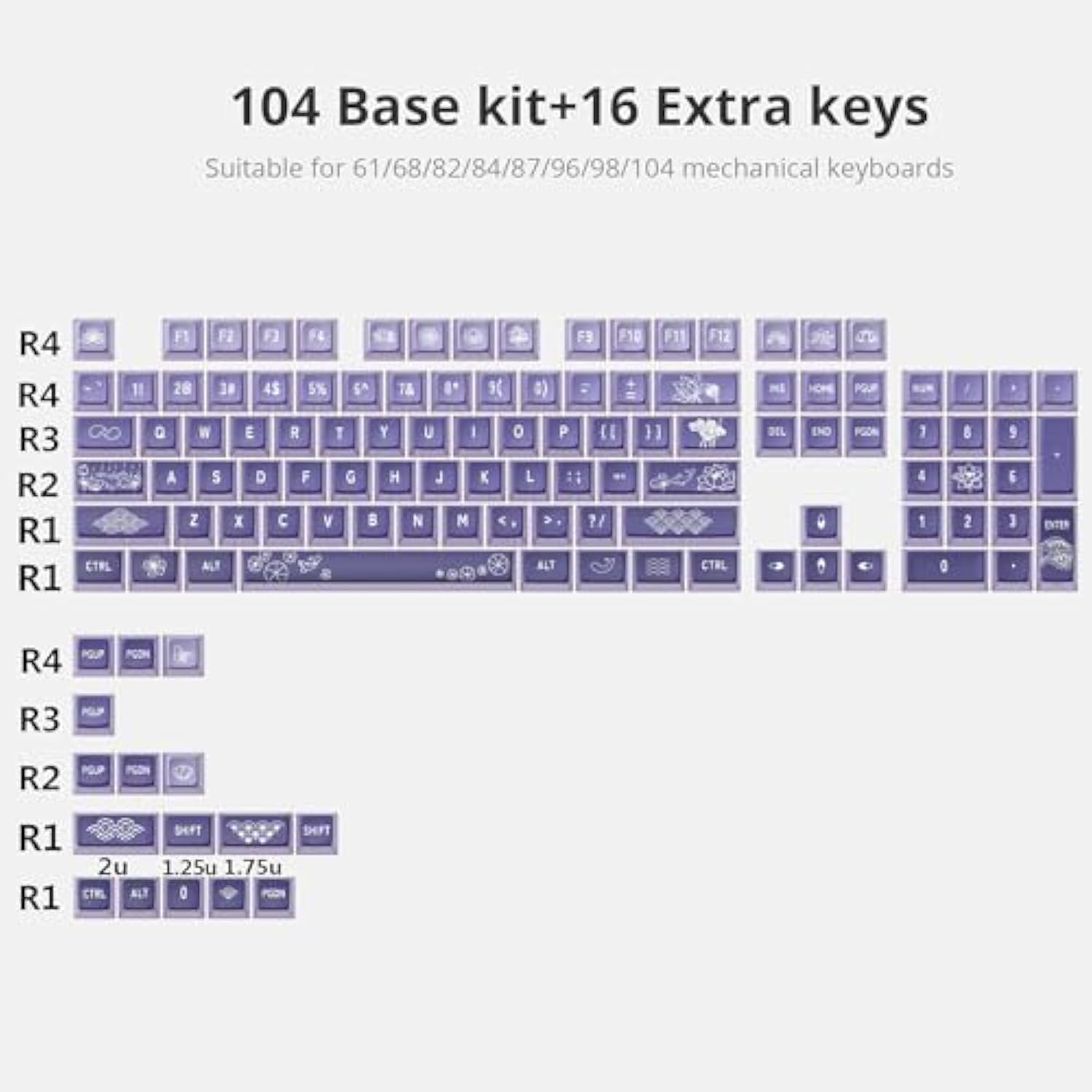 Pudding Pbt Keycaps For 75 Percent Keyboard, 120-Keys Transparent Keycaps Asa