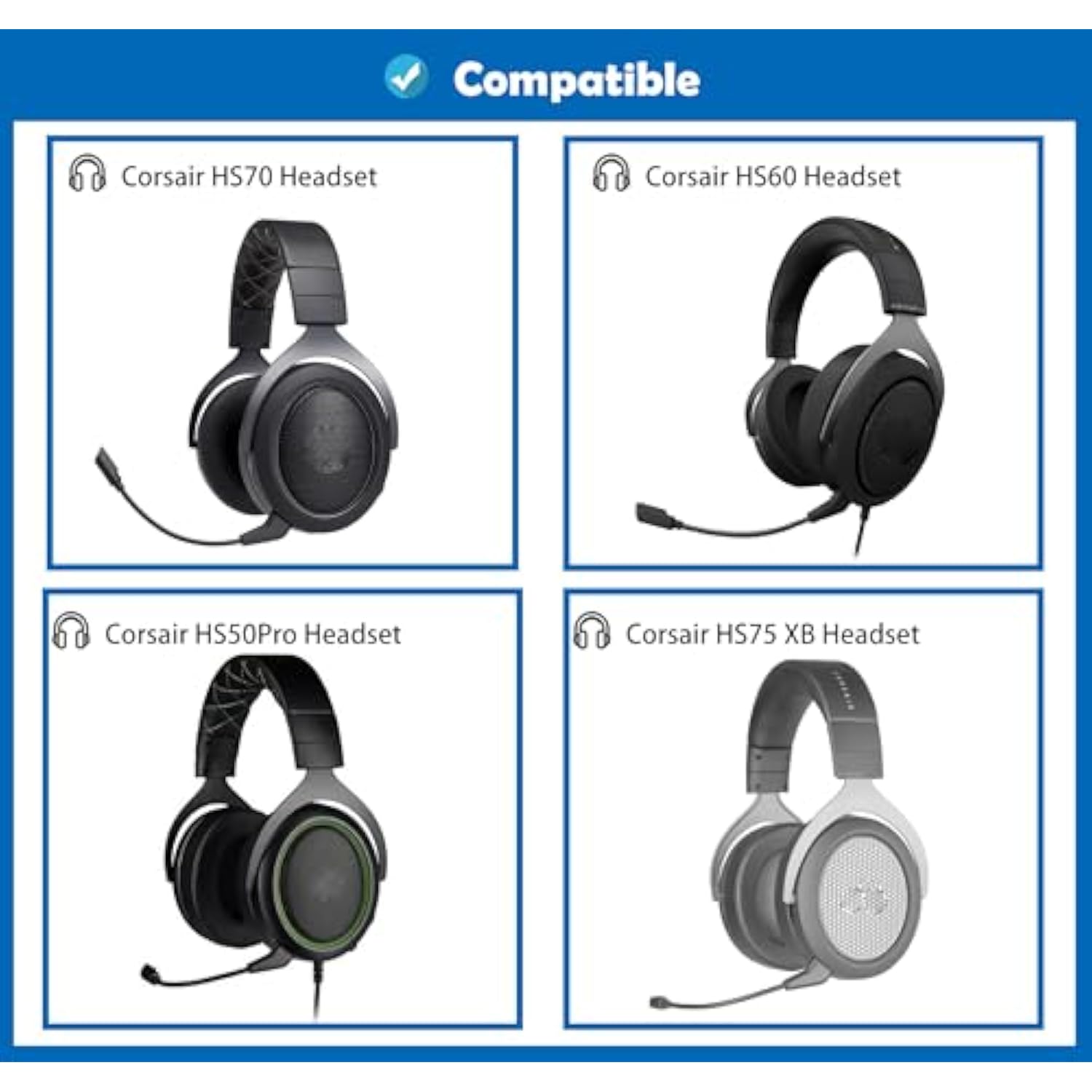 Cooling Earpads Cushion Replacement Compatible With Corsair Hs70/Hs60/Hs50/Pro/Hs75 Xb Headset Ear Pads With Cool Gel And Memory Foam