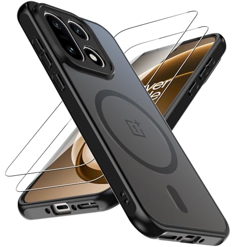 Magnetic for OnePlus 15 Case with 2 Pack Tempered Glass Screen Protector,[Compatible for MagSafe] Shockproof Drop Thin Protective Phone Case