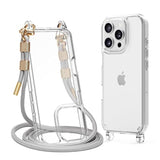 For Iphone 16 Pro Max Case With Strap, Clear Shockproof Crossbody Phone Cover W/Removable Anti-Theft Adjustable Lanyard For Women, Travel, Shopping, Hiking (6.9", Grey)