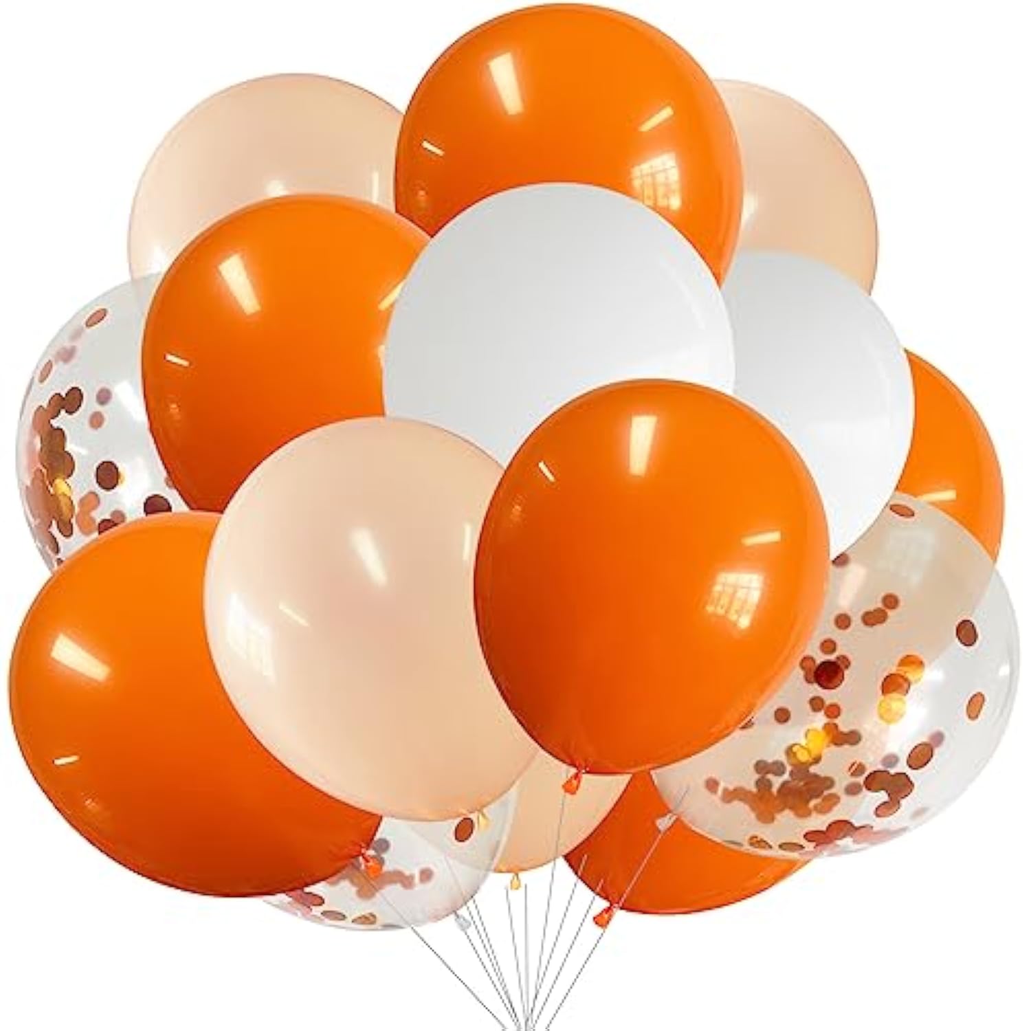 50 Pcs Orange Latex Balloons with Confetti for Wedding Birthday Party Decor