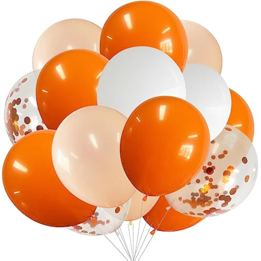Orange Latex Balloons Party Decorations 12 Inch 50 Pcs White Matte Burnt Pastel Confetti Orange Balloons Ribbons Wedding Birthday Bridal Baby Shower Graduation Bachelorette Décor Supplies