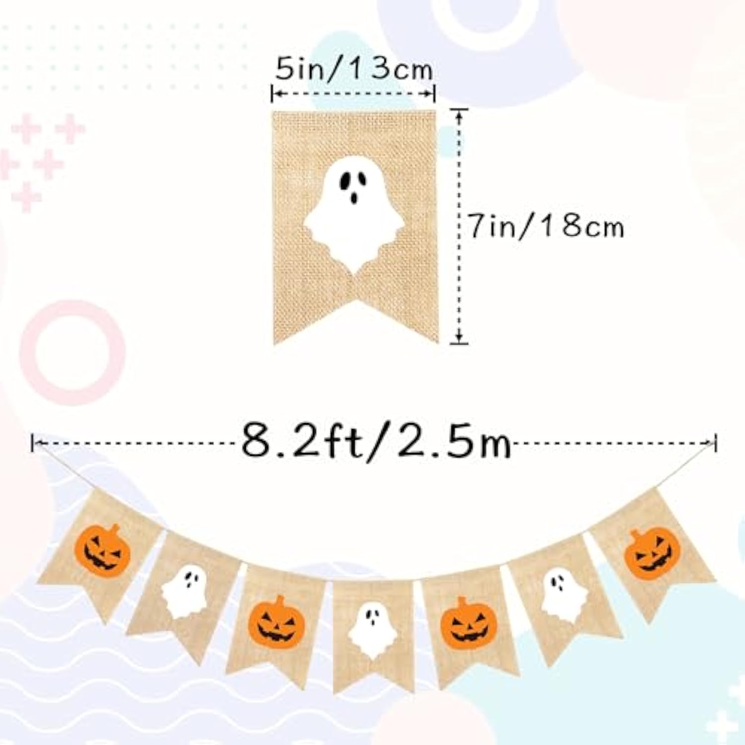 Ghost Pumpkin Banner Halloween Decorations Mantle Fireplace Bunting Garland Party