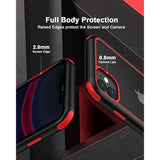 For Iphone 11 Crystal Clear Case, With Multicolor Protective Shockproof Bumpers, Not Yellowing Anti Scratch Transparent Hard Pc Back & Soft Silicone Tpu Frame Cover (Black/Red)