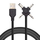 4-in-1 Power Plug USB 2.0 Type-A Male to DC 5V 5.5x2.1mm 4.0x1.7mm Mono 3.5mm 2.5mm Barrel Connector Charge Cable 150CM