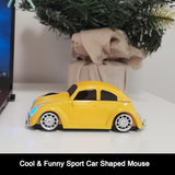 Wireless Car Mouse, Funny Car Shaped Mouse 2.4Ghz Optical Wireless Mice For Computer Pc Notebook Laptop (Yellow)