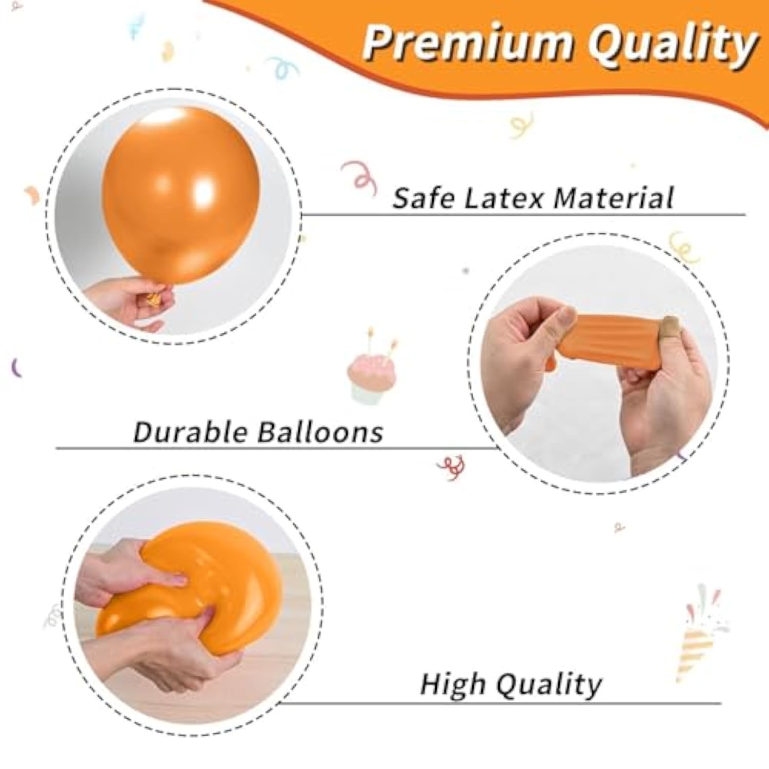 12 Inch Fall Balloons Orange Sand Gold with Confetti Balloons for Party Decorations