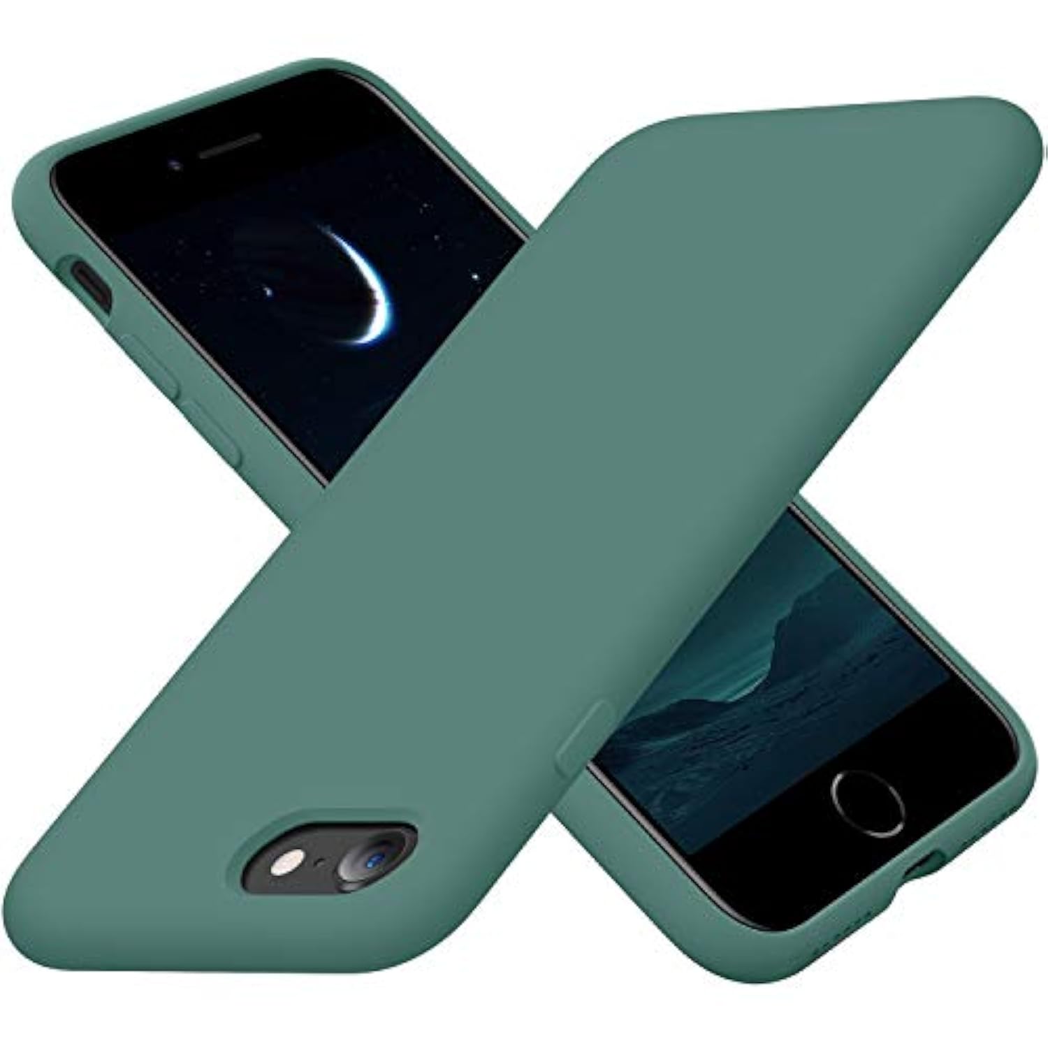 Designed For Iphone Se Case 2022/2020, Designed For Iphone 7 8 Case, Silicone Ultra Slim Shockproof Phone Case With [Soft Microfiber Lining], 4.7 Inch, Midnight Green