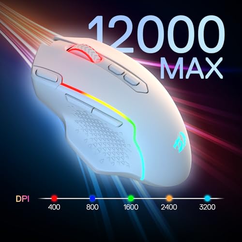 M810 Max 3-Mode Wireless Gaming Mouse, 12000 Dpi Wired/Wireless Rgb Mouse W/Rapid Fire Key, 8 Macro Buttons, 188-Hour Reliable Power Capacity For Pc/Mac/Laptop