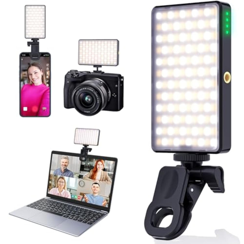 Portable Selfie Light Rechargeable - 120 Led Cell Phone Light Up To 15 Hours With 3 Light Modes 10 Brightness, Lighting For Video Vlog, Camera, Tablet, Laptop, Ipad, Iphone - Black