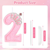 Pink Birthday Candle Crown Number 2 Candles Cake Candle,Pink Birthday Cake Topper Cupcake Decorations Party Decor For Girls And Women Anniversary Celebrations Supplies Favors