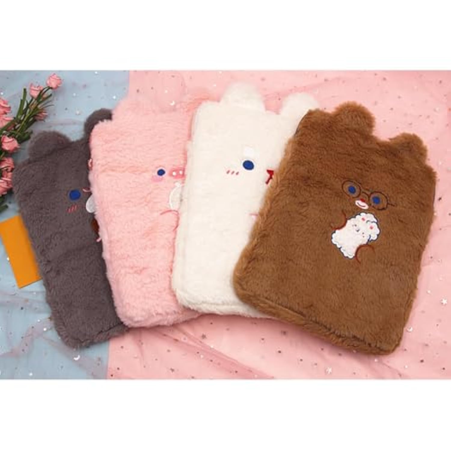 Plush Cute Pattern Laptop Sleeve Bag, Multiple Protection Lightweight Tablet Protective Case Tablet Cover Notebook Storage Bag(Pink)