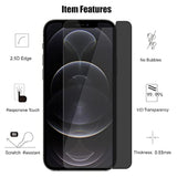 3 Pack Privacy Screen Protector For Iphone 12 Pro Max (6.7") Anti Spy Private Tempered Glass