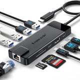 Usb C Hub Multiport Adapter 10-In-1 Usb C Dongle For Macbook Pro Air, Gigabit