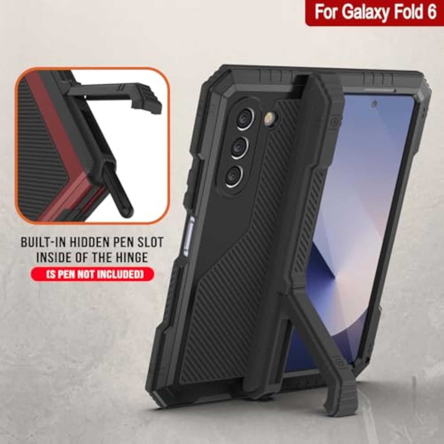 For Galaxy Z Fold6 Metal Case [2.0 Series] Heavy Duty Cover | Full Body Aluminum & Tpu Design W/Built In Tempered Glass Screen Protector For Galaxy Z Fold6 (2024) (7.6") [Black]