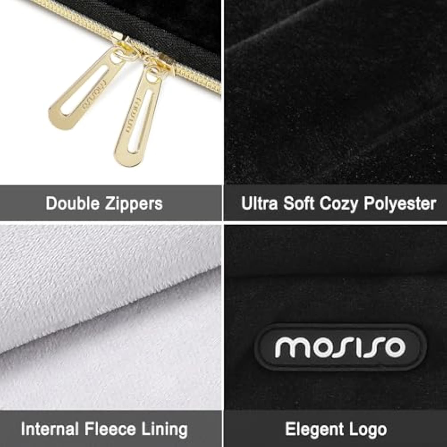 MOSISO 15-16 inch Laptop Case, 15.6 inch Laptop Sleeve Compatible with MacBook Pro 16, HP, Acer, Dell, Lenovo, ASUS Notebook Computer, Ultra Soft Cozy Lightweight Horizontal Bag with Small Case, Black