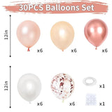 Rose Gold Balloons Set, Pearl Champagne Gold Rose Gold And White Birthday Balloons, Metallic Roses Golds Confetti Balloons For Girls Women Birthday Party Wedding Bridal Shower Decorations