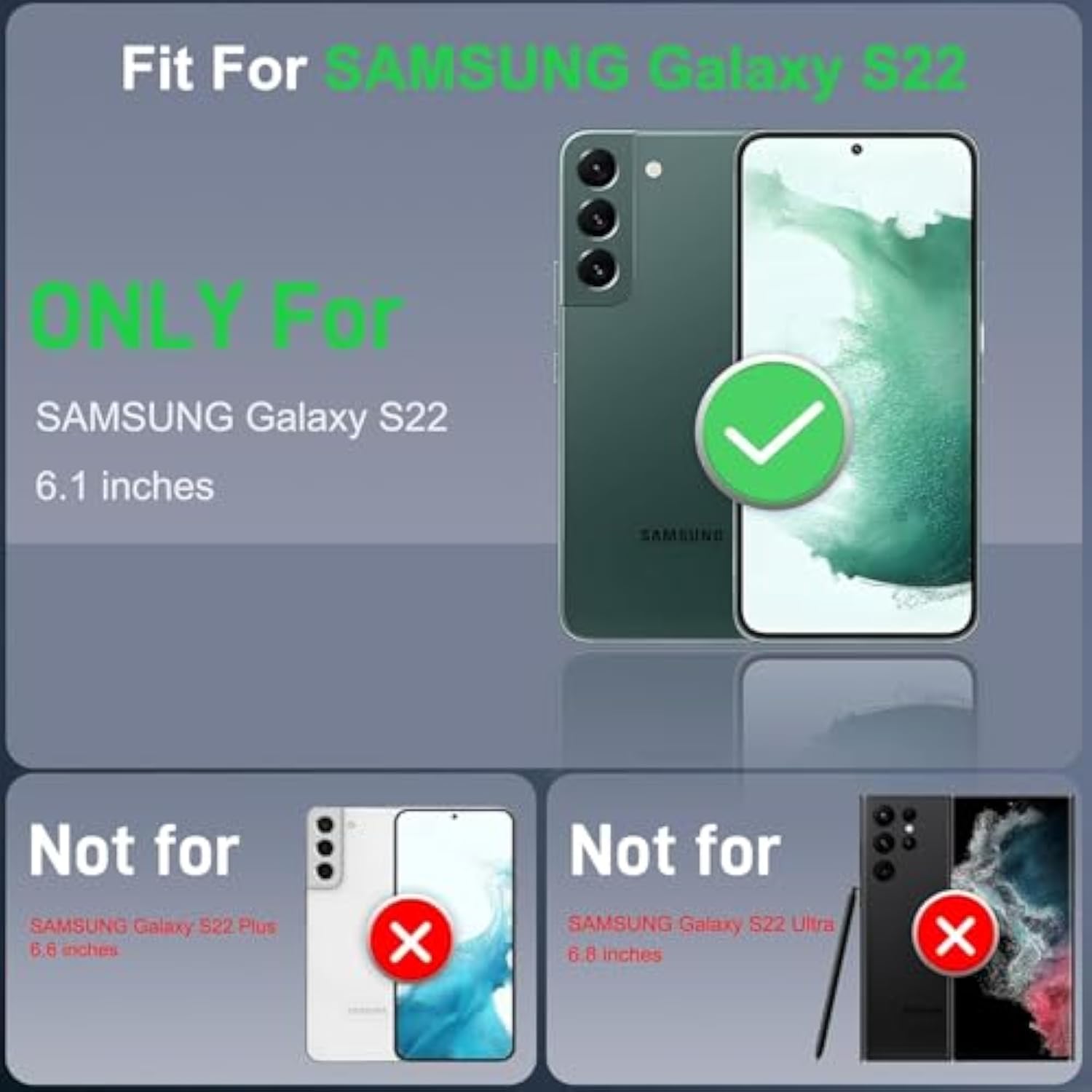 For Samsung Galaxy S22 Case,Galaxy S22 Case With 2Pcs Hd Screen Protector,14 Ft Drop Protection Military Grade 3 In 1 Shockproof/Dustproof/Drop Proof Military Grade Protective Cover For S22 6.1 Black