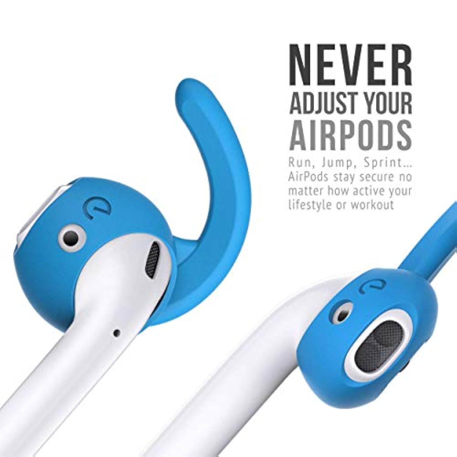 Earbuddyz 2.0 Ear Hooks And Covers Accessories Compatible With Apple Airpods 1 & 2 Or Earpods Headphones/Earphones/Earbuds (3 Pairs) (Sky Blue)